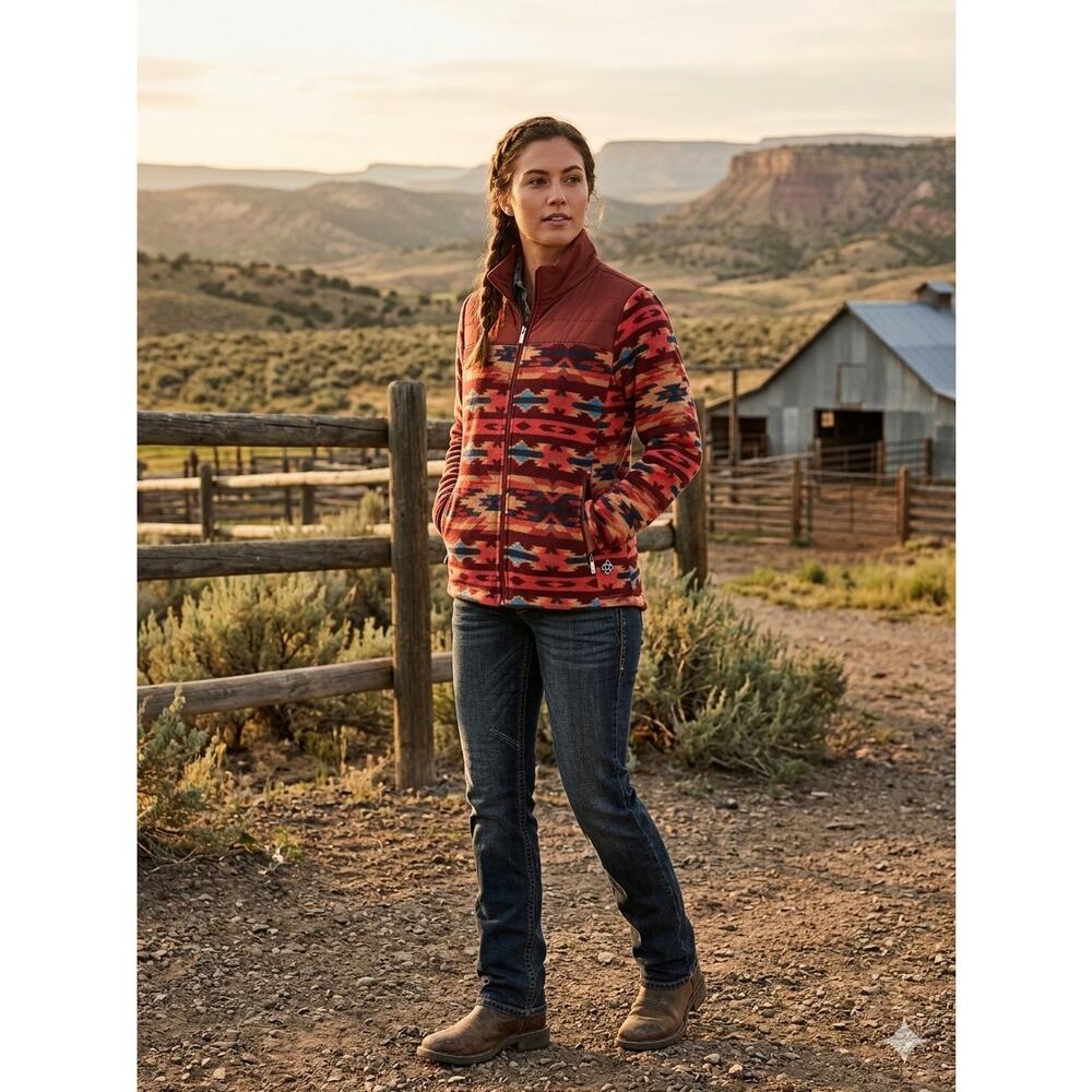 Ariat Womens Prescott Fleece Jacket Southwestern geometric Aztec sz XL plus size